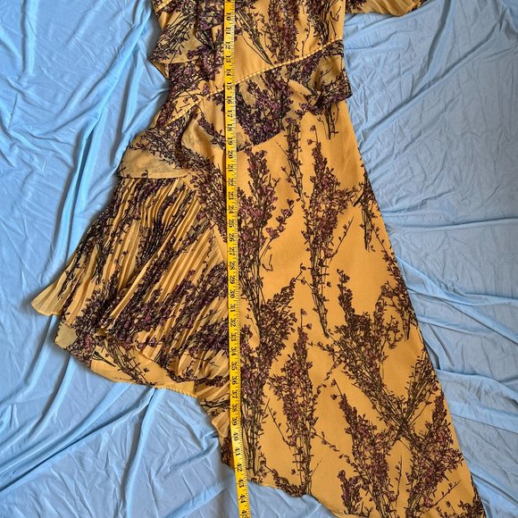 Floral / Wildflower One Shoulder Yellow and Pink Asymmetrical Dress -  XS - Picture 9 of 9